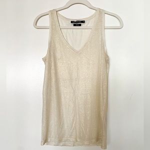 Monoprix French brand V neck top 100% linen fabric